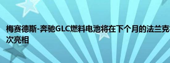 梅赛德斯-奔驰GLC燃料电池将在下个月的法兰克福车展上首次亮相