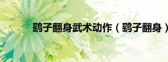 鹞子翻身武术动作（鹞子翻身）
