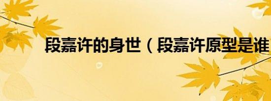段嘉许的身世（段嘉许原型是谁）