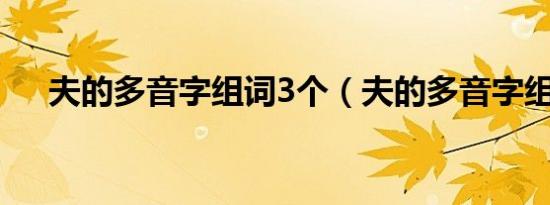 夫的多音字组词3个（夫的多音字组词）