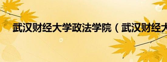 武汉财经大学政法学院（武汉财经大学）
