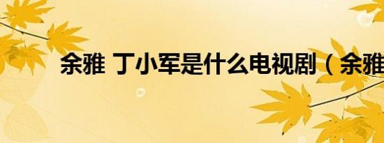 余雅 丁小军是什么电视剧（余雅）