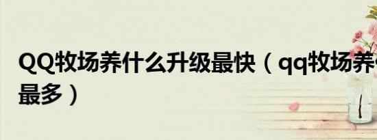 QQ牧场养什么升级最快（qq牧场养什么经验最多）