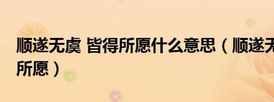 顺遂无虞 皆得所愿什么意思（顺遂无虞 皆得所愿）