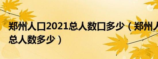 郑州人口2021总人数口多少（郑州人口2021总人数多少）