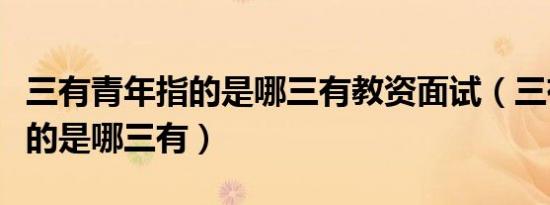 三有青年指的是哪三有教资面试（三有青年指的是哪三有）