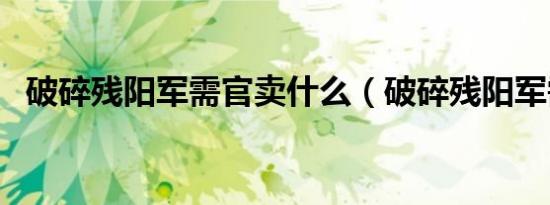 破碎残阳军需官卖什么（破碎残阳军需官）