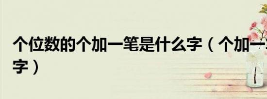 个位数的个加一笔是什么字（个加一笔是什么字）