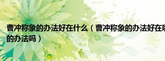 曹冲称象的办法好在什么（曹冲称象的办法好在哪里 还有别的办法吗）