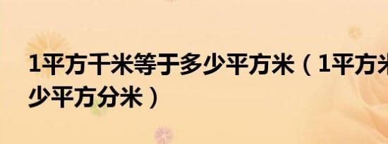 1平方千米等于多少平方米（1平方米等于多少平方分米）