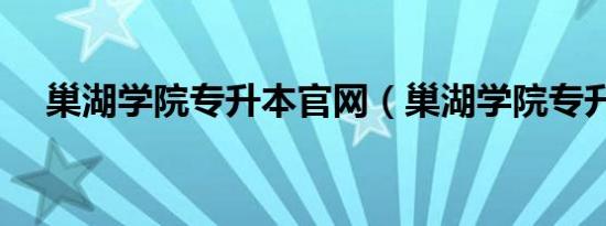 巢湖学院专升本官网（巢湖学院专升本）