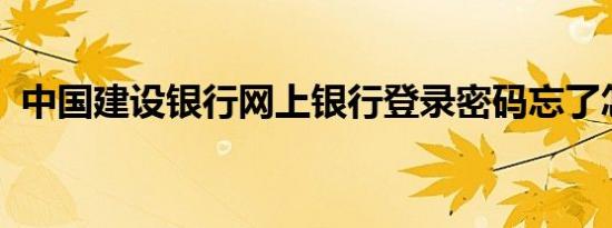 中国建设银行网上银行登录密码忘了怎么办