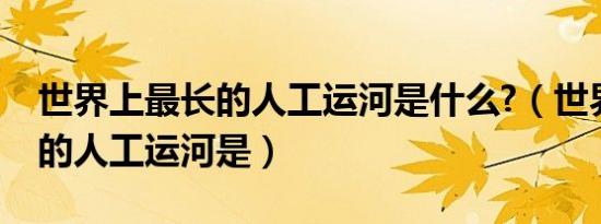 世界上最长的人工运河是什么?（世界上最长的人工运河是）