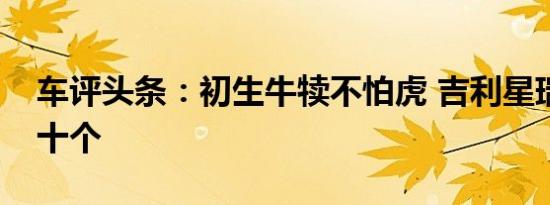 车评头条：初生牛犊不怕虎 吉利星瑞一个打十个