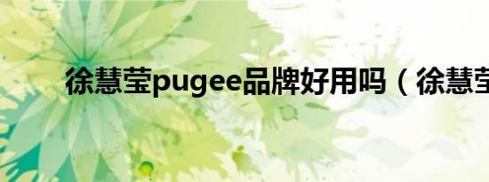 徐慧莹pugee品牌好用吗（徐慧莹）