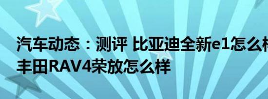 汽车动态：测评 比亚迪全新e1怎么样及一汽丰田RAV4荣放怎么样