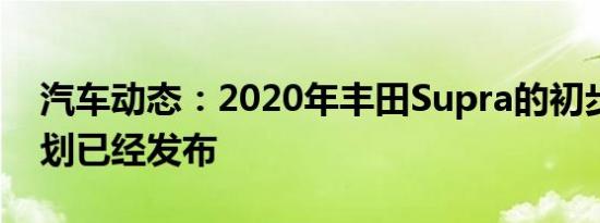 汽车动态：2020年丰田Supra的初步分销计划已经发布