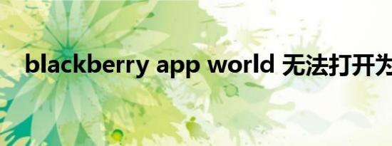 blackberry app world 无法打开为什么
