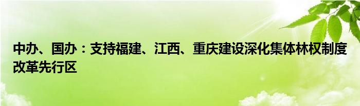 中办、国办：支持福建、江西、重庆建设深化集体林权制度改革先行区