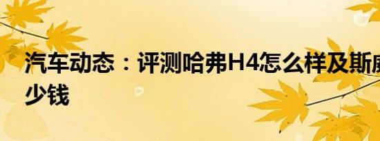 汽车动态：评测哈弗H4怎么样及斯威G01多少钱