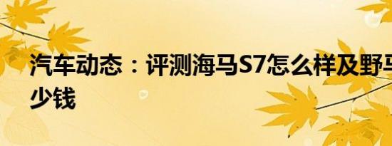 汽车动态：评测海马S7怎么样及野马T80多少钱