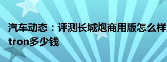 汽车动态：评测长城炮商用版怎么样及奥迪e-tron多少钱