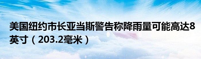 美国纽约市长亚当斯警告称降雨量可能高达8英寸（203.2毫米）
