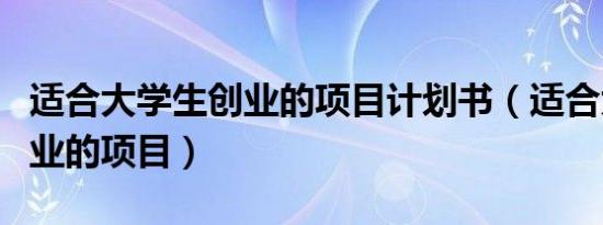 适合大学生创业的项目计划书（适合大学生创业的项目）