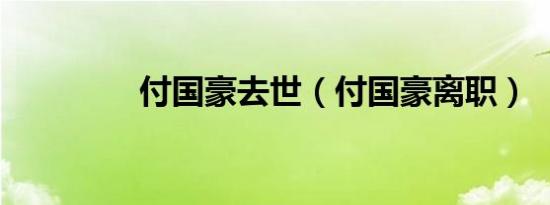 付国豪去世（付国豪离职）