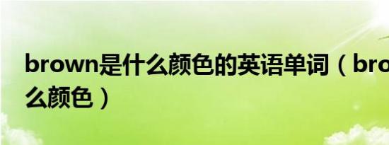 brown是什么颜色的英语单词（brown是什么颜色）