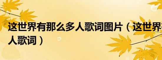 这世界有那么多人歌词图片（这世界有那么多人歌词）