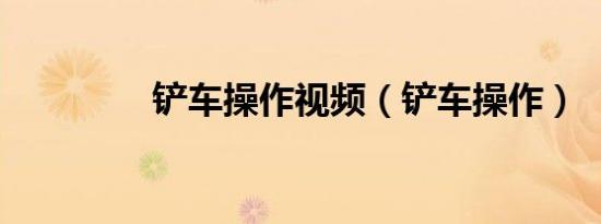 铲车操作视频（铲车操作）