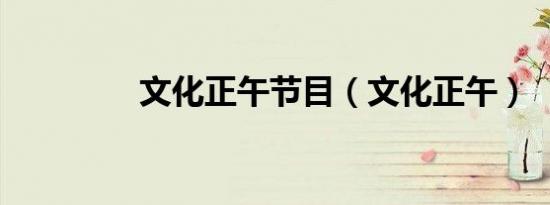 文化正午节目（文化正午）