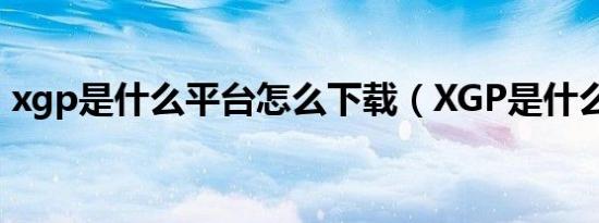 xgp是什么平台怎么下载（XGP是什么平台）
