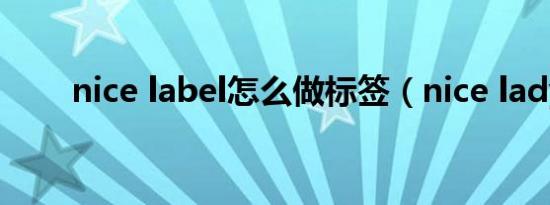 nice label怎么做标签（nice lady）