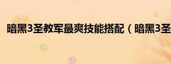 暗黑3圣教军最爽技能搭配（暗黑3圣教军）