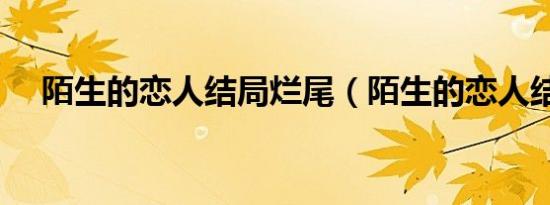 陌生的恋人结局烂尾（陌生的恋人结局）