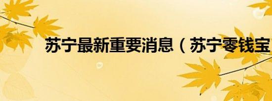苏宁最新重要消息（苏宁零钱宝）