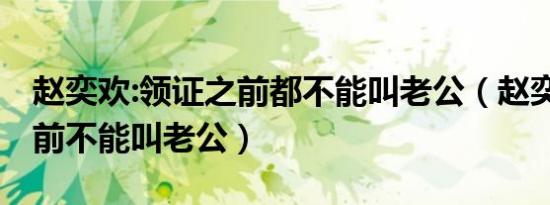赵奕欢:领证之前都不能叫老公（赵奕欢 领证前不能叫老公）