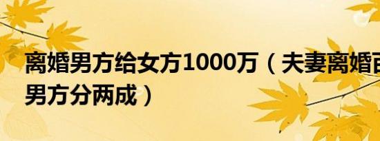 离婚男方给女方1000万（夫妻离婚百万嫁妆男方分两成）