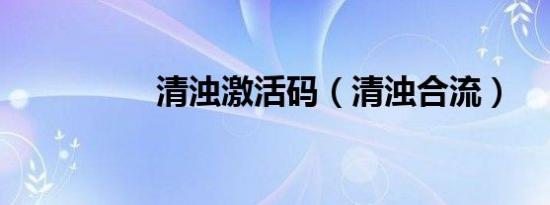 清浊激活码（清浊合流）