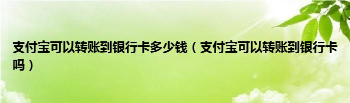 支付宝可以转账到银行卡多少钱（支付宝可以转账到银行卡吗）