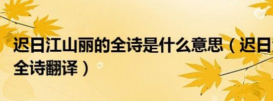 迟日江山丽的全诗是什么意思（迟日江山丽的全诗翻译）