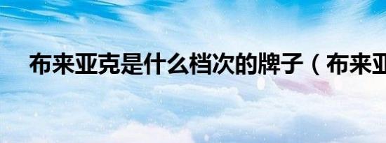布来亚克是什么档次的牌子（布来亚克）