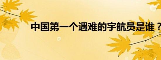 中国第一个遇难的宇航员是谁？