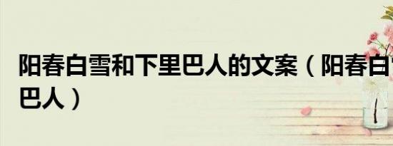 阳春白雪和下里巴人的文案（阳春白雪和下里巴人）