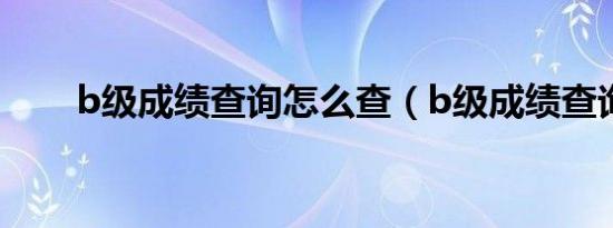 b级成绩查询怎么查（b级成绩查询）