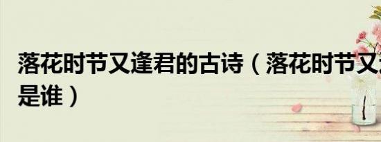 落花时节又逢君的古诗（落花时节又逢君的君是谁）