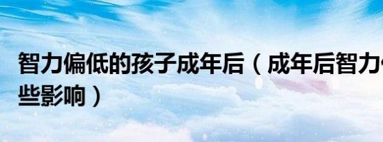智力偏低的孩子成年后（成年后智力低下有哪些影响）