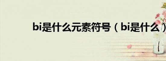 bi是什么元素符号（bi是什么）